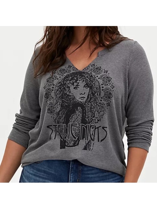 torrid Tops - Torrid Stevie Nicks Music Graphic Design Waffle Knit V-Neck Thermal Top